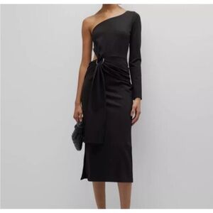 Alexis Royale Midi Dress Black One Shoulder size S